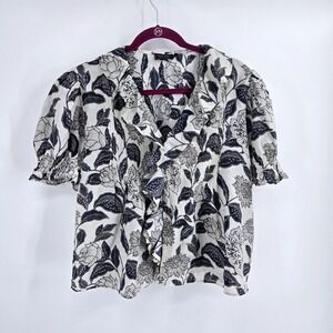 Vineyard Vines Martha's Vineyard Navy Silk Cotton Pintuck Blouse Large EUC